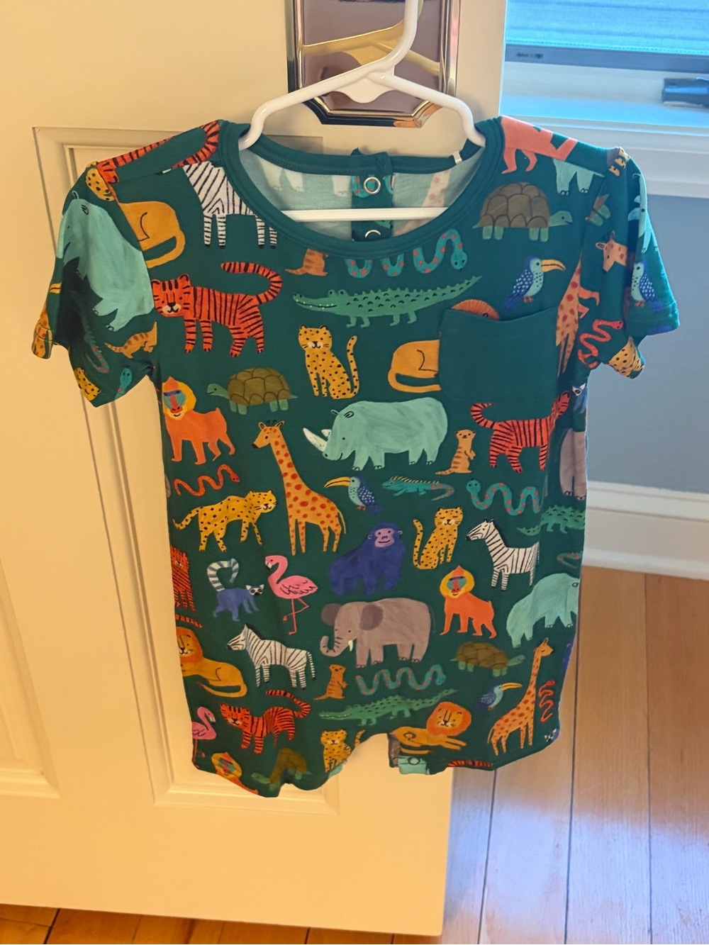 NWT Little Sleepies Bamboo PLAY Wild Zoo Print Short Sleeve Pocket Romper 2T